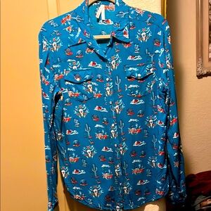 Turquoise Roper southwest shirt